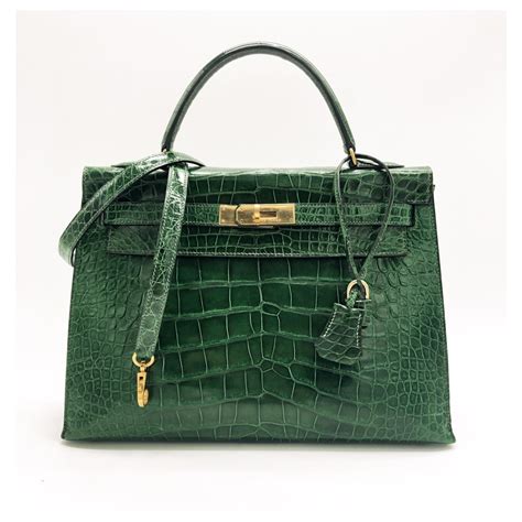 dark green hermes bag|Hermes green crocodile bag.